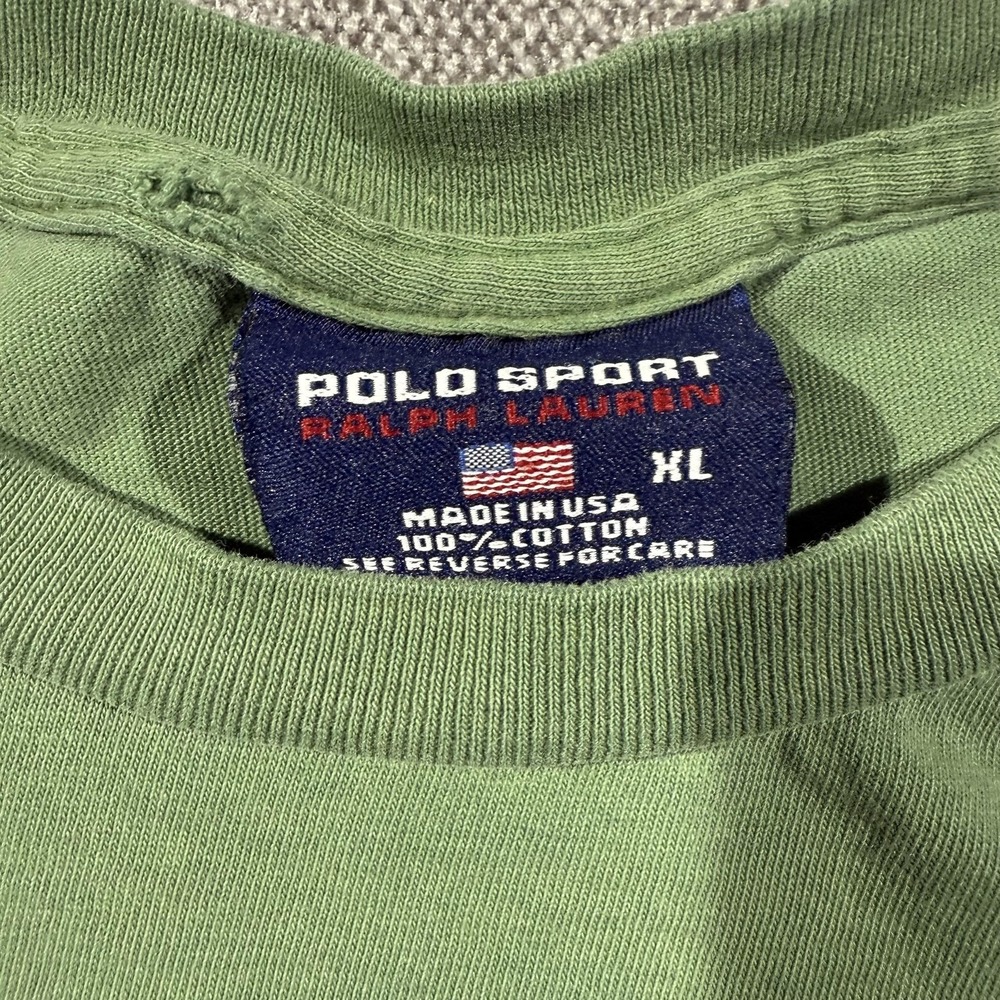 Polo Sport Ralph Lauren Shirt Mens XL Green Polo‎ Logo Graphic Tee Made USA - Picture 2 of 8
